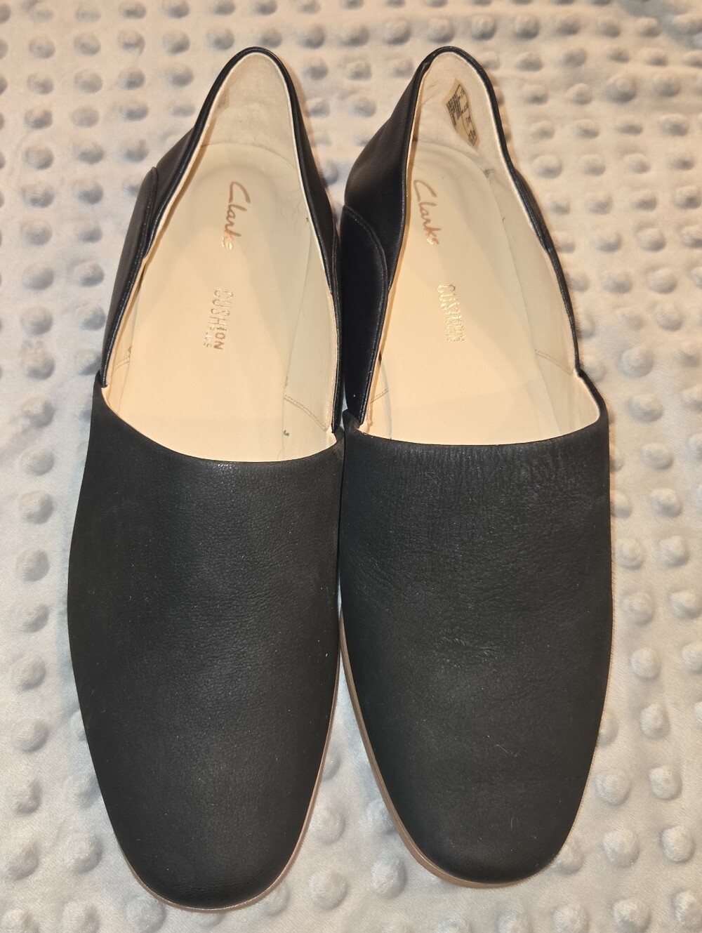 Clarks Black Leather Slip-On Loafers